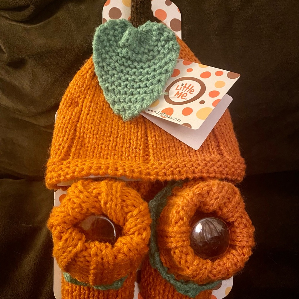 Little Me pumpkin hat and booties